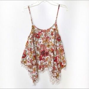 VINTAGE Floral Boho Spaghetti Strap Tank Top